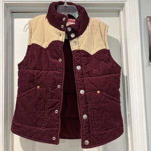 Burgundy & Cream True Religion Corduroy Vest